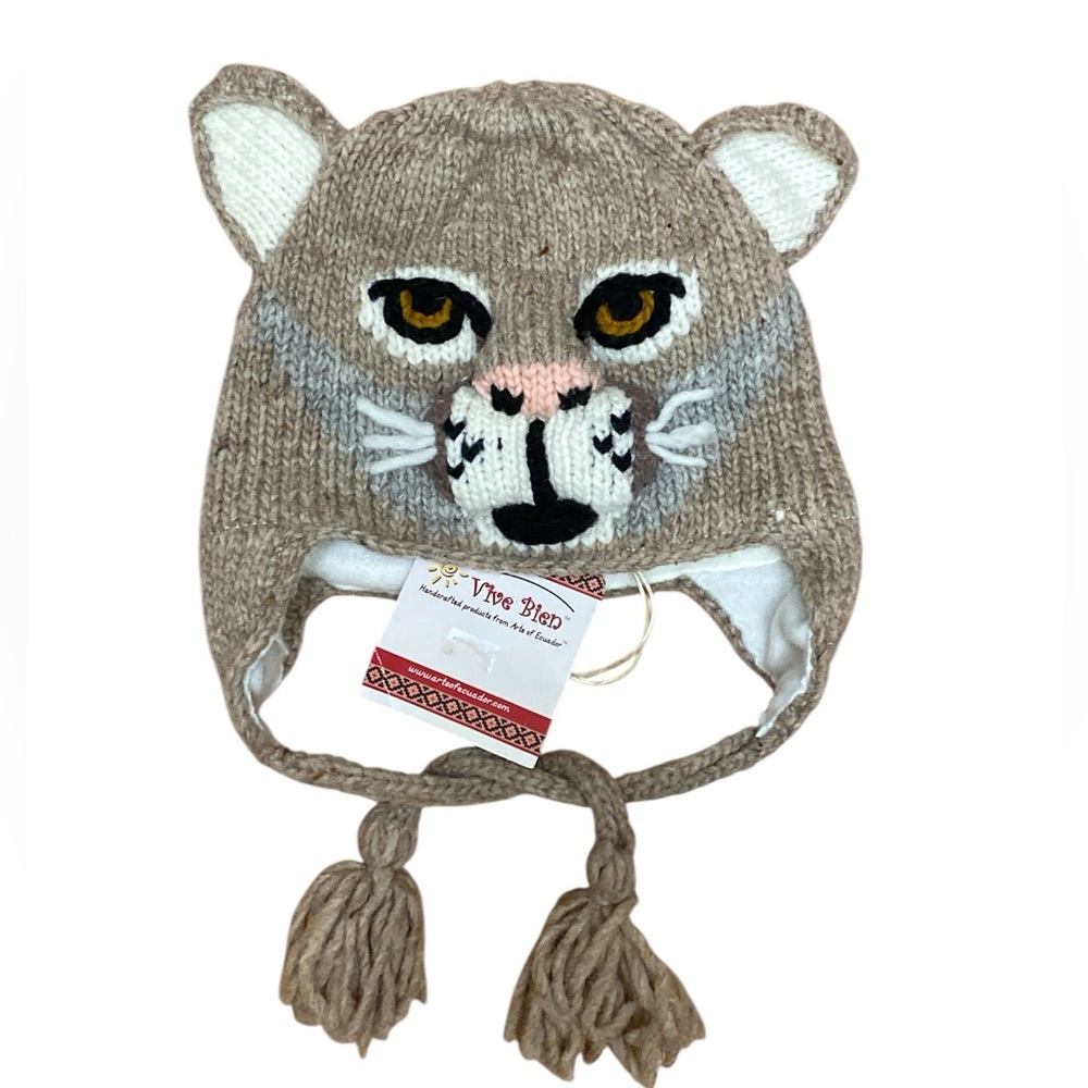 NWT Artisan Knit Vive Bien Cougar Lined Wool Knit Hat